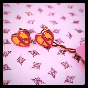 LAUREN G ADAMS heart peace stud enamel earrings